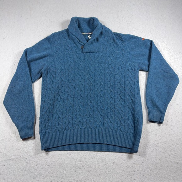 Ben Sherman Shawl Collar Cable Knit Sweater Men XL Wool Blend Classic Preppy